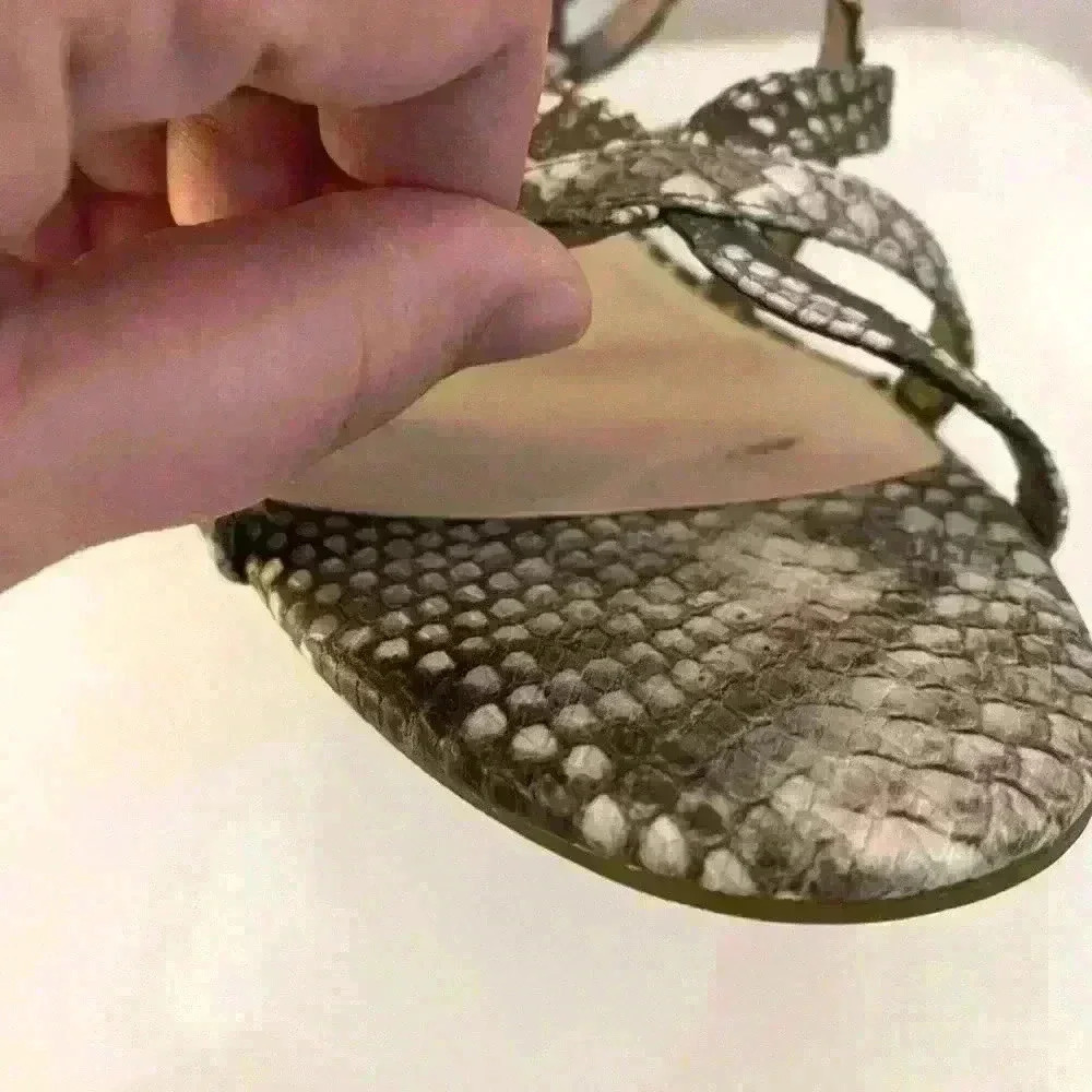 FERGALICIOUS BY FERGIE MOSES NATURAL HEELS SNAKE PRINT SANDALS CHUNKY HEEL 9.5 - Picture 5 of 7